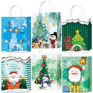 Imagem de Saco de presente Kraft Paper Christmas, pacote de 10 22x16x8cm - yiwei