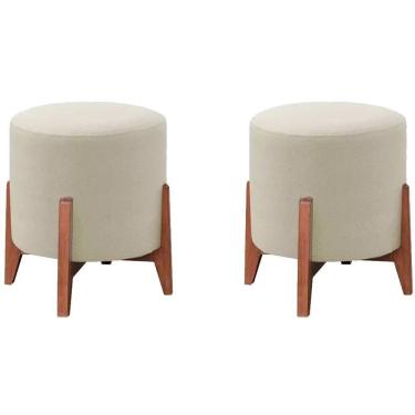 Imagem de Kit 2 Puff Puf Sala Lhor Linho Bege Rm Bege