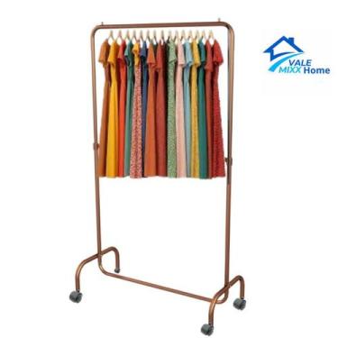 Imagem de Arara Desfile Dupla 120cm Com Rodinhas Reforçada Altura Regulável - - 