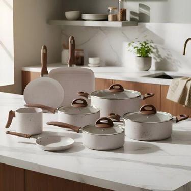 Imagem de Jogo de Panelas Brinox 8 Peças Antiaderente Cerâmica Alumínio Smart Pl