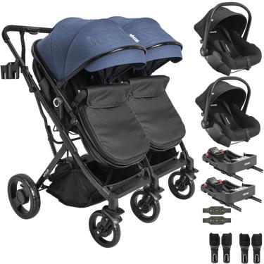 Imagem de Carrinho Kiddo Gemeos 2 Bebe Conforto Colinho 2 Base ISOFIX Vox II Marinho