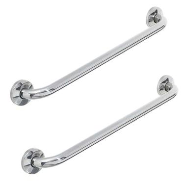 Imagem de Barra de Apoio 80cm Inox Kit 2 Uni Banheiro Box Varanda Escada Corrimao Acessibilidade Pcd Gestante Idoso Criança
