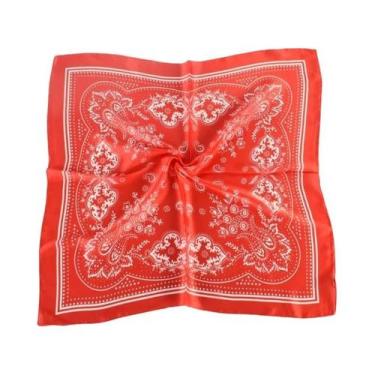 Imagem de Lenço De Seda Satin Vintage Paisley 70x70 Estilo Europeu-Americano Com
