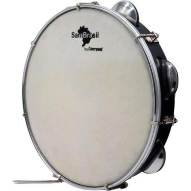 Imagem de Pandeiro 10” Premium Pele Branca SamBrasil Liverpool Preto [F002]
