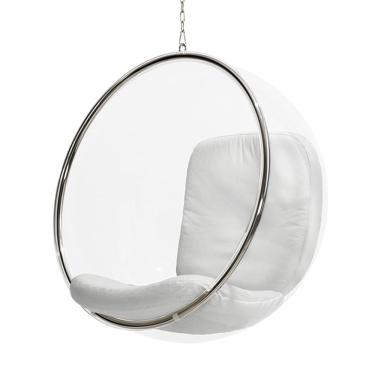 Imagem de Poltrona Bubble Chair Acrilico com Estofado Sued - Branco