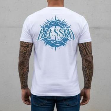 Imagem de Camiseta Branca Masculina Religiosa Missa Catequese 100% Algodão Premium Penteado Reforçada Luxo-Masculino