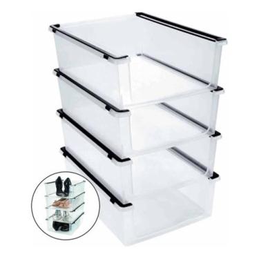 Imagem de 4 Organizador Plástico Multiuso Encaixável Sapato Brinquedo - Ordene