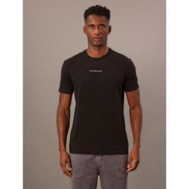 Imagem de Camiseta Masculina de Algodão Estampa Logo Centralizado Calvin Klein Jeans - Preto-Masculino