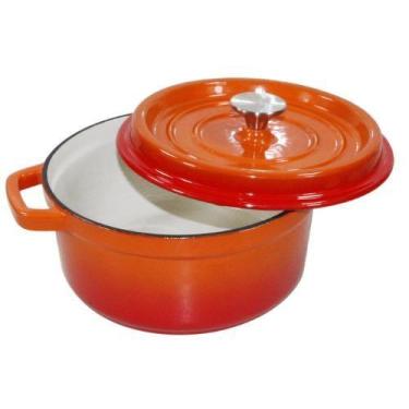 Imagem de Panela Caçarola Ferro Fundido Esmaltado 22cm 2,7L com Tampa - Antiader