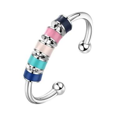 Imagem de Anel Giratório De Cristal Feminino Fofo Com Contas Para Alívio Da Ansi