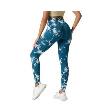 Imagem de Calças De Yoga Femininas De Cintura Alta Sem Costura Com Estampa Tie-D