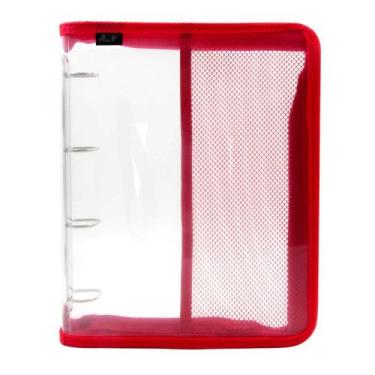 Imagem de Pasta Fichário Universitário Acp Cristal com Zíper 1142, Vermelho