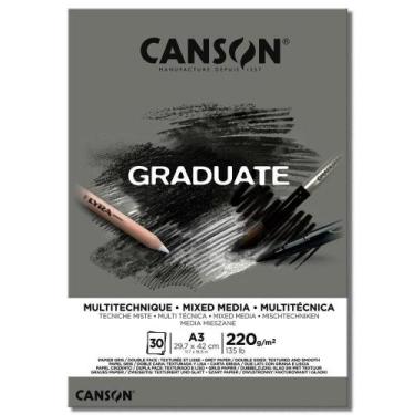 Imagem de Bloco Multi Técnica A3 Canson Graduate 200g 20Fls Cinza