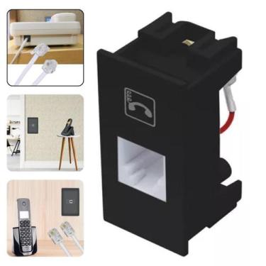 Imagem de Módulo Tomada P/ Telefone Conector Entrada Rj11 4 Vias Habitat Black P