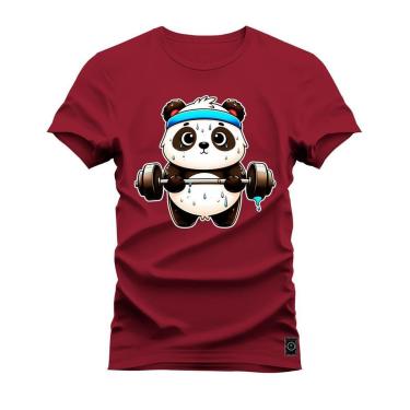 Imagem de Camiseta Plus Size Algodão Estampada Confortável Panda Fitness-Unissex