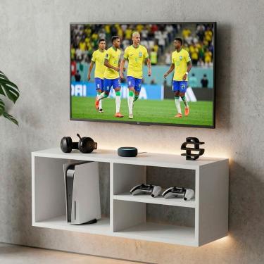Imagem de Bancada Suspensa Compacta Zod 90cm para TV de até 40" em 100% MDF Branco - Desk Design