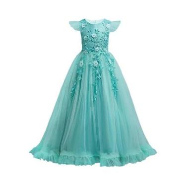 Imagem de Vestidos Formais Longos Sem Mangas Com Renda Floral Para Meninas, Fant