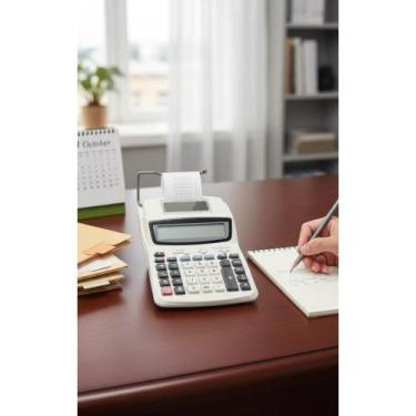 Imagem de Calculadora Impressora 12 Dígitos P/ Escritório Cinza - Congratulation