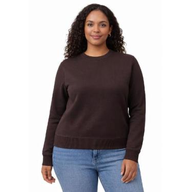 Imagem de Blusa Feminina Tricot Básica Gola Redonda Plus Size City Lady, Café, G
