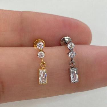 Imagem de Labret titânio com pingentes de zircônias - 2 pontinhos - no-brand, 8m