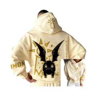 Imagem de Hoodie Unissex Oversize Com Estampa Gráfica De Anime Digimon, Suéter C