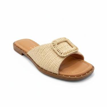 Imagem de Rasteira Feminina Vizzano Natural Palha Casual -, Natural, 38