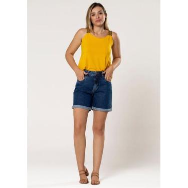 Imagem de Shorts Básico Jeans Pau a Pique Azul Escuro, Azul, 42
