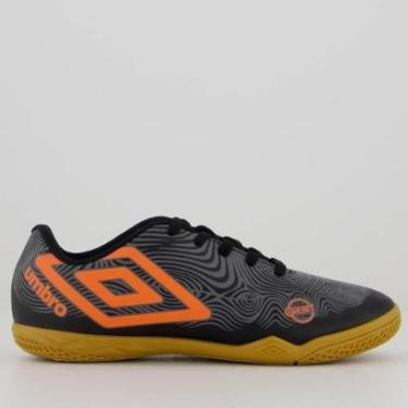 Imagem de Chuteira Umbro Orbit Futsal Juvenil Preta e Laranja-Unissex