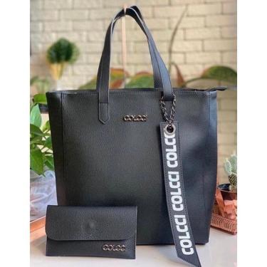 Imagem de Bolsa Feminina Oem Estilo Sacola com Fecho de Zíper 32cm X 34cm Preto para Dia a Dia e...