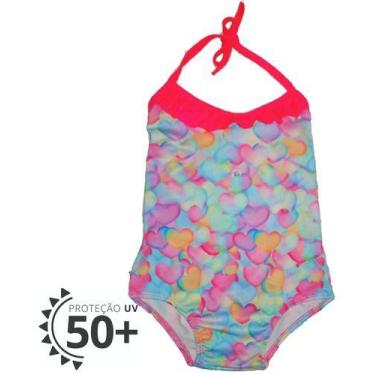 Imagem de Maiô Infantil Engana Mamãe Coração Proteção Uv Praia Verão - anjo da m