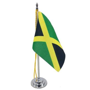 Imagem de Mini Bandeira de Mesa da Jamaica 15 cm Poliéster - SP Bandeiras 