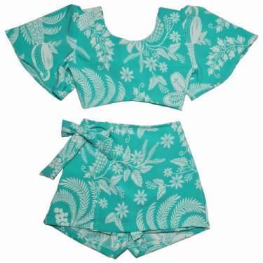 Imagem de Conjunto Short Saia Cropped Amarração Roupa Infantil Menina - 2L Kids,