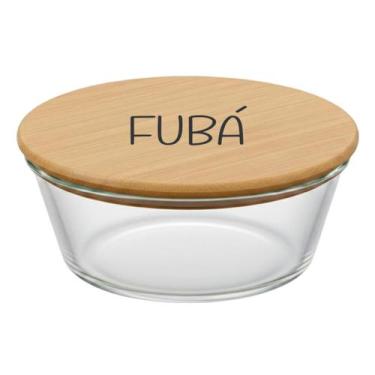 Imagem de Pote Hermético Redondo Vidro e Tampa de Bambu (930 ml) Fubá - Casa Vit