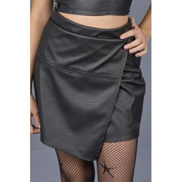 Imagem de Saia shorts assimétrico em couro urban Collie, 20, Preto
