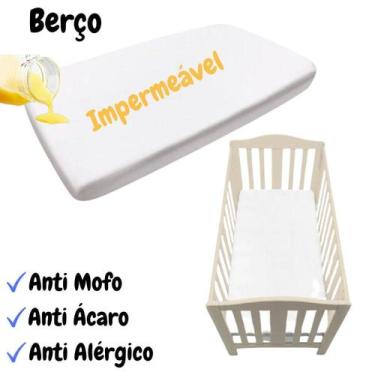 Imagem de Capa Impermeável Protetor Colchão de Berço Branco Anti Mofo - Vida Pra