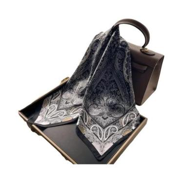 Imagem de Lenço Quadrado Fino De Seda Com Estampa Paisley Para Mulheres, Proteto