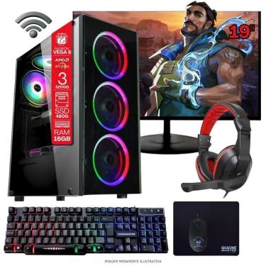 Imagem de Computador Desktop Tob Computers Ryzen 3 3200G 16GB SSD 480GB Radeon Vega 8 Monitor 19" Preto