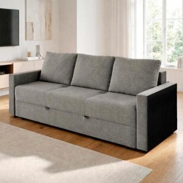 Imagem de Sofá Cama 3 Lugares casal 2,10 mts Pompeia Safira Matrix, BOUCLE CINZA