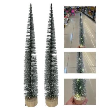 Imagem de Kit 2 Mini Arvore Natal Pinheiro Nevada Decoração 40cm LED - Rio Maste