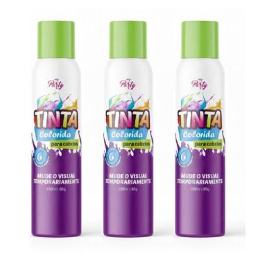 Imagem de Kit 3 Tinta Spray Lavável Cabelo Maluco Festa Verde Neon - My Party