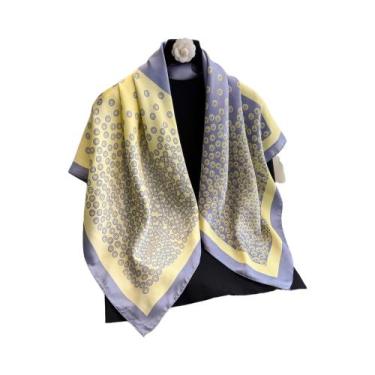 Imagem de Lenço De Seda Feminino 90cm Para Proteção Solar, Foulard, Xale, Hijab,
