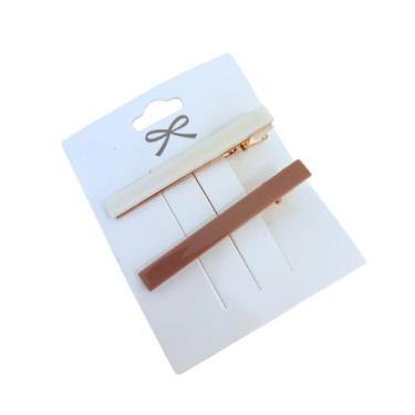 Imagem de Kit com 2 Presilhas Bico de Pato Finas em Cores Mistas - - Pistache Ac