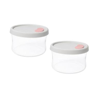 Imagem de Jogo de Potes de Vidro Refratário Redondo com Tampa de Silicone 590ml 