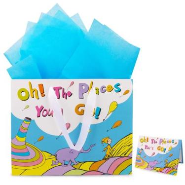 Imagem de Conjunto de Sacola para Presente de Formatura ZeffuLyne 28cm Dr. Seuss