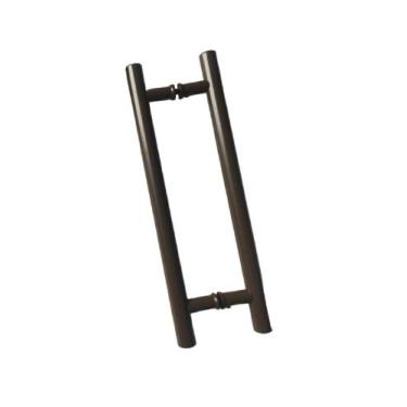 Imagem de Puxador H Tubular Duplo Porta Madeira Vidro 30cm Marrom - ALESE