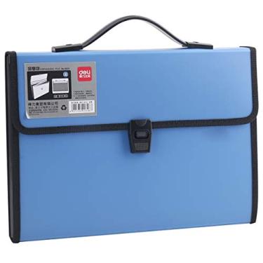 Imagem de Pasta de arquivo expansível com 13 bolsos – grande de plástico A4 US tamanho carta expansível organizador de arquivos de autodocumentos, pasta de arquivos de acordeão, pasta de arquivo de negócios com alça – Azul