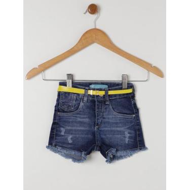 Imagem de Short Jeans Com Cinto Infantil Para Menina - Azul - Oznes