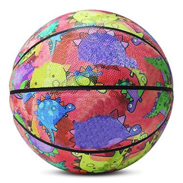 Imagem de MINDCOLLISION Bola de basquete grafiti, couro macio durável, para crianças, adolescentes, iniciantes, tamanhos 7 e 5, dinossauro, nº 7