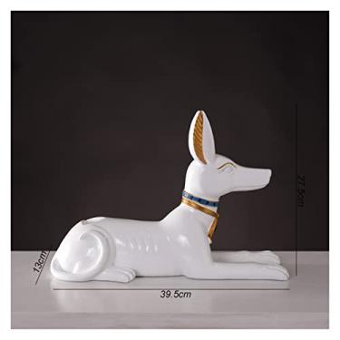 Imagem de jinyi2016SHOP Esculturas de decoração de casa grandes para cães de boas-vindas estatueta de interior decoração de móveis ornamentos de resina escultura para sala de estar (cor: suporte de vinho A, tamanho: 69 cm)