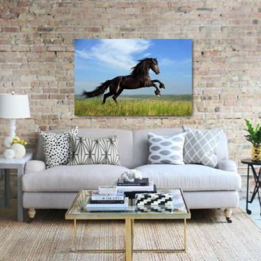 Imagem de Quadro decorativo Cavalo Preto no Campo Pulando